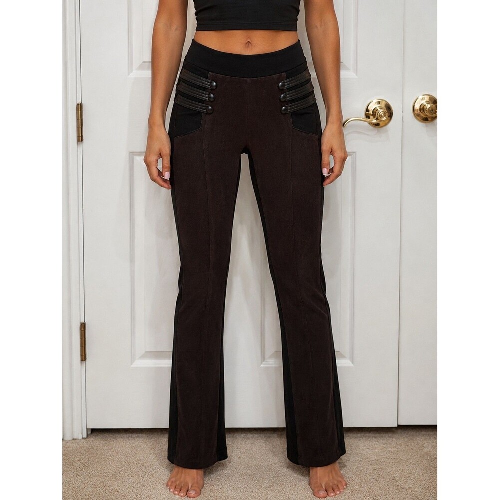 VENUS Faux Leather Panel Skinny Pants Black Moto Stretch Pull-On Leggings